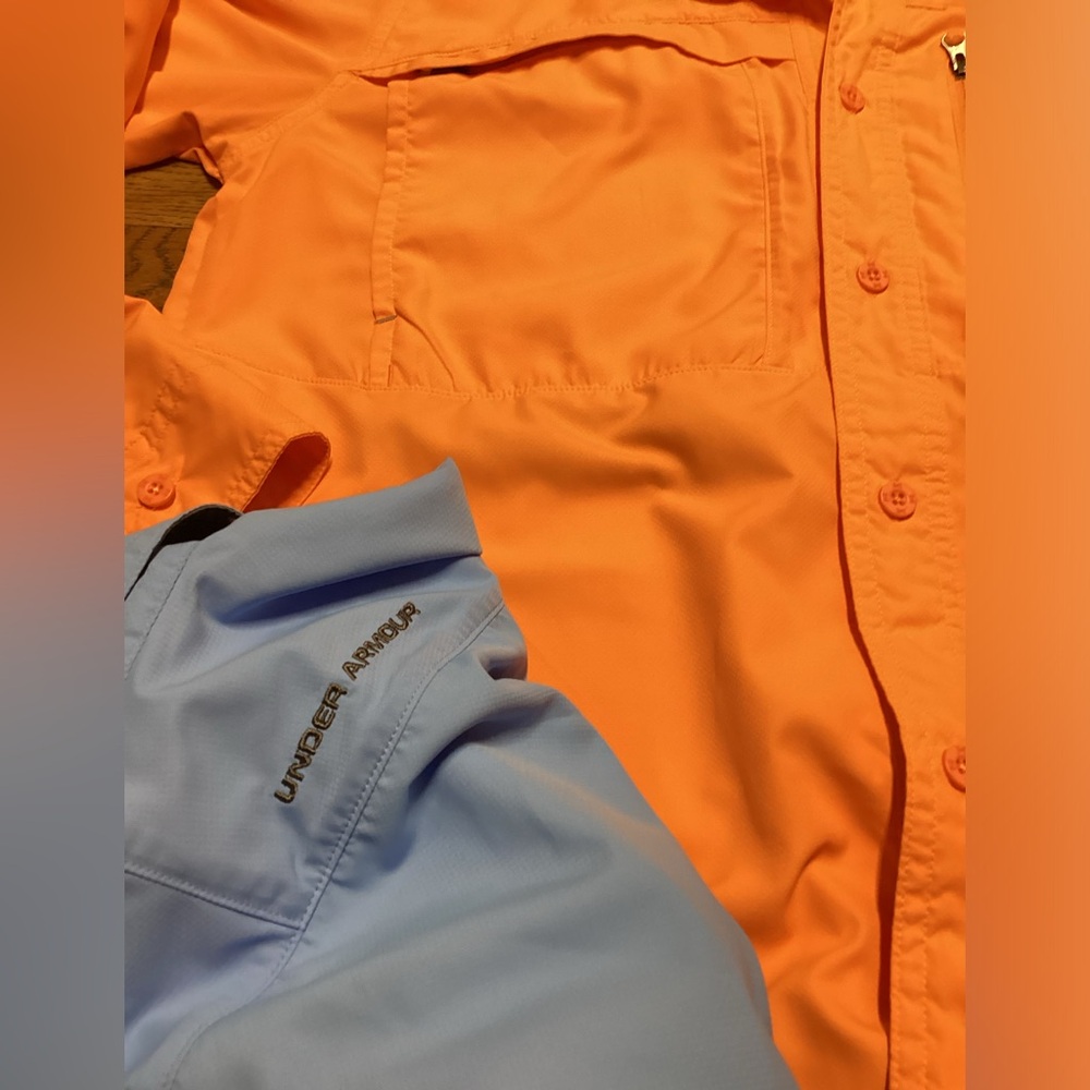 Under Armour Flats Guide outdoor shirts Orange And Dark baby blue Small - Picture 9 of 16